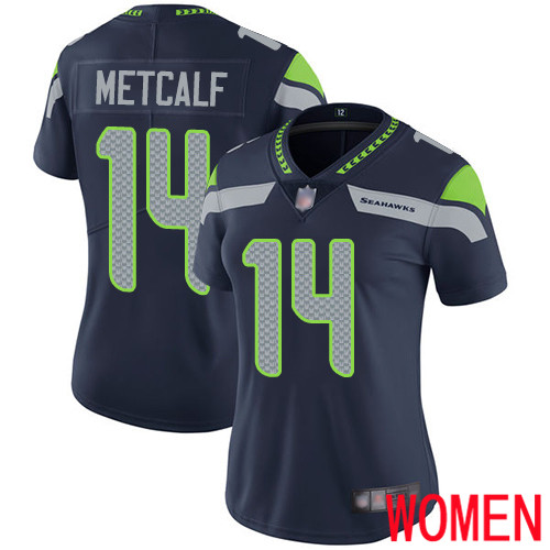 Seattle Seahawks Limited Navy Blue Women D.K. Metcalf Home Jersey NFL Football #14 Vapor Untouchable